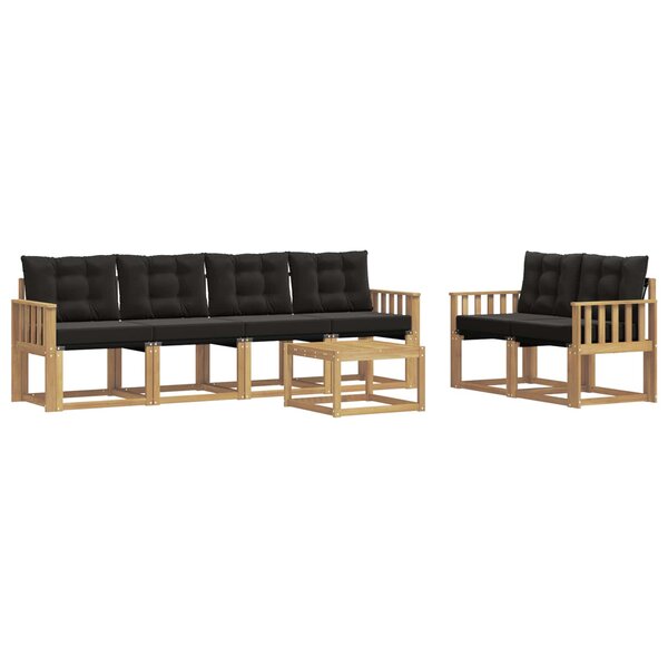 vidaXL Ensemble de canapés d'extérieur 7 Pièces Blanc et noir