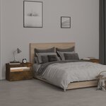vidaXL Tables de chevet 2 Pièces et lumières LED Chêne fumé 60x35x40 cm