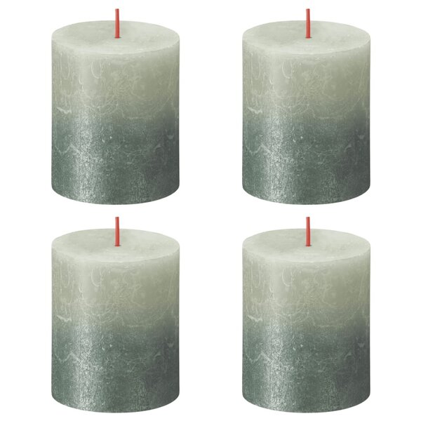 Bolsius Bougies pilier rustiques 4 Pièces 80x68 mm Vert brumeux et bleu