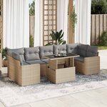 vidaXL Salon de jardin avec coussins 8 Pièces beige résine tressée
