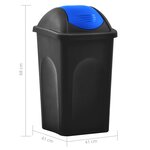 vidaXL Poubelle avec couvercle pivotant 60 L Noir et bleu