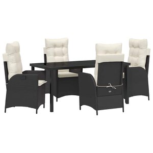 vidaXL Ensemble de salle à manger pour jardin 5 Pièces Noir polyrotin