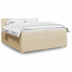 vidaXL Sommier à lattes de lit avec matelas Crème 200x200 cm Tissu