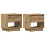vidaXL Table de nuit avec tiroir 2 Pièces chêne artisanal 45 x 34 x 44 cm