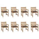 vidaXL Chaises de jardin lot de 8 avec coussins taupe Bois teck massif