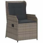vidaXL Chaises inclinables de jardin lot de 2 et coussins gris rotin