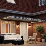 vidaXL Store rétractable manuel avec LEDs Anthracite et blanc 4 x 2 m