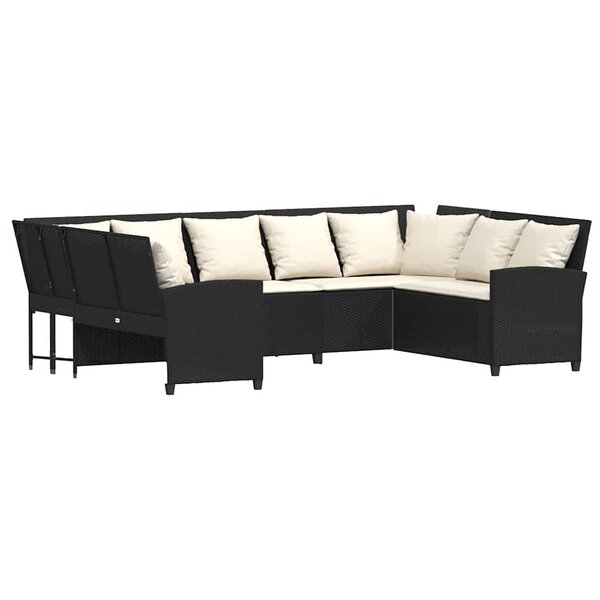 vidaXL Canapé de jardin avec coussins Noir Résine tressée