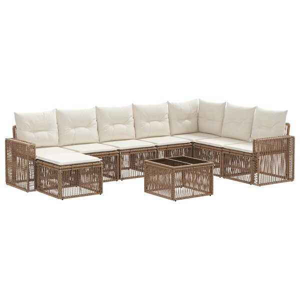 vidaXL Ensemble de canapé de jardin 9 Pièces Beige et blanc crème