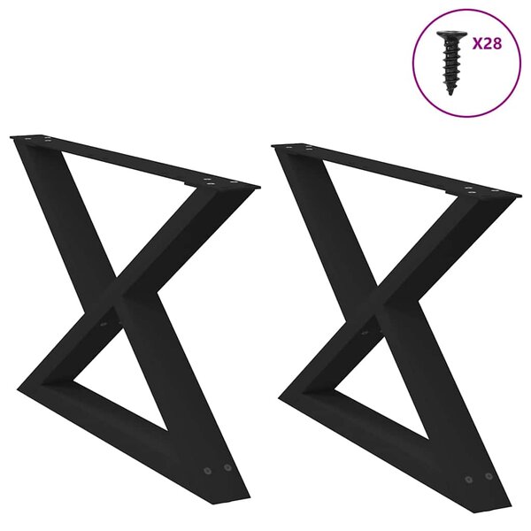 vidaXL Pieds de table basse 2 pièces Noir 70 x (42-43 3) cm Acier