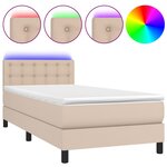vidaXL Sommier à lattes de lit avec matelas et LED Cappuccino 80x200cm