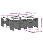 vidaXL Ensemble à manger de jardin et coussins 9 Pièces mélange beige