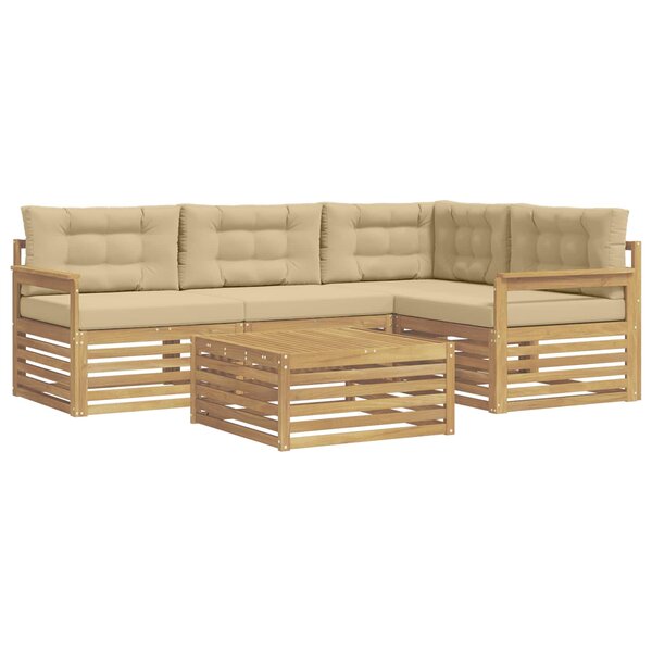 vidaXL Ensemble de canapés d'extérieur 6 pc Blanc et Beige Polyester