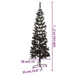 vidaXL Sapin de Noël étroit Noir 120 cm