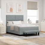 vidaXL Lit à Ressorts avec Matelas & Banquette Gris Clair 140x200 cm Tissu