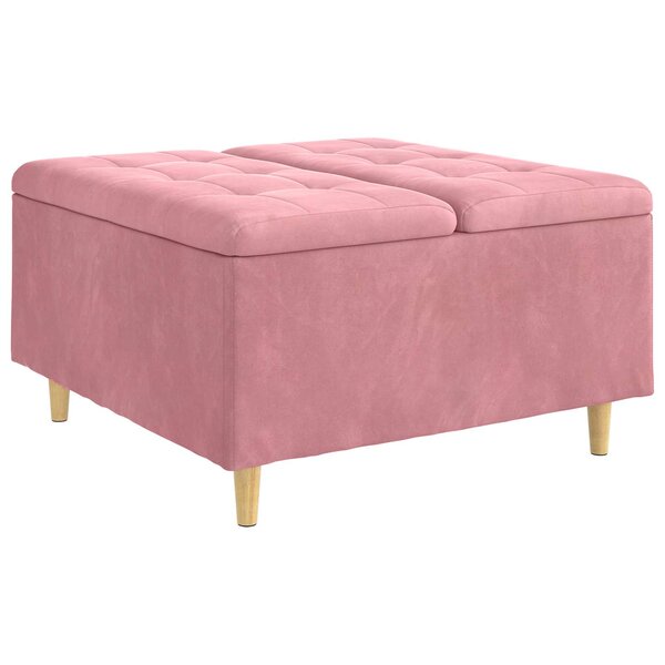 vidaXL Pouf de rangement avec coussin Rose 80 x 80 x 45 cm Velours