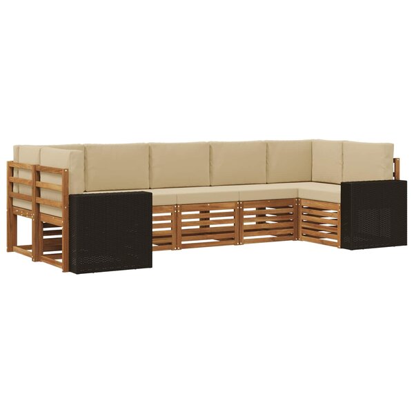 vidaXL Ensemble de canapés d'extérieur 7 pc Naturel et Beige Polyester