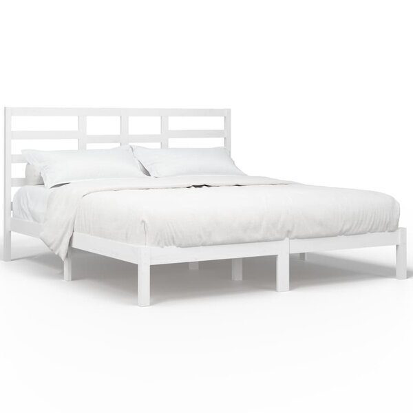 vidaXL Cadre de lit Blanc Bois massif 180x200 cm Super King