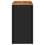 vidaXL Table d'appoint de jardin avec plateau en bois noir 58 x 27 5 x 55 cm en résine tressée