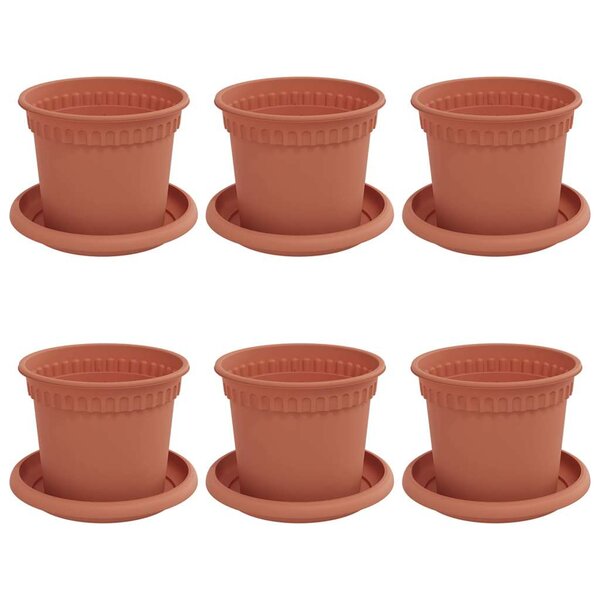 vidaXL Pots de plantes 6 Pièces Rouge brique Ø 12 5 x 10 cm Plastique