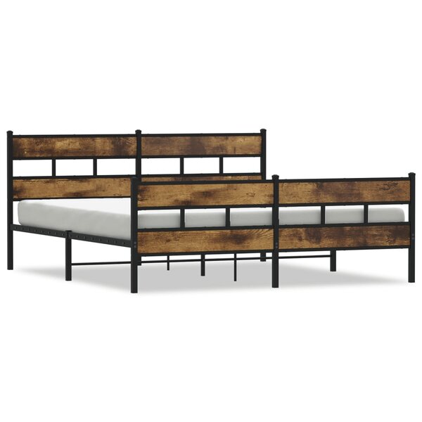vidaXL Cadre de lit en métal sans matelas chêne fumé 200x200 cm