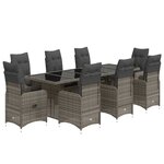 vidaXL Ensemble de bistro de jardin 9 Pièces coussins gris poly rotin
