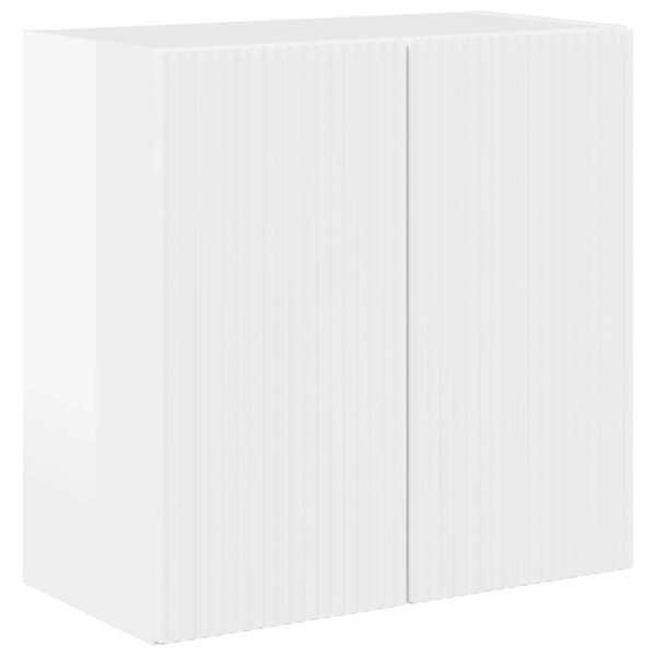 vidaXL Meuble TV mural Montage mural Blanc brillant 59 5 x 31 x 60 cm