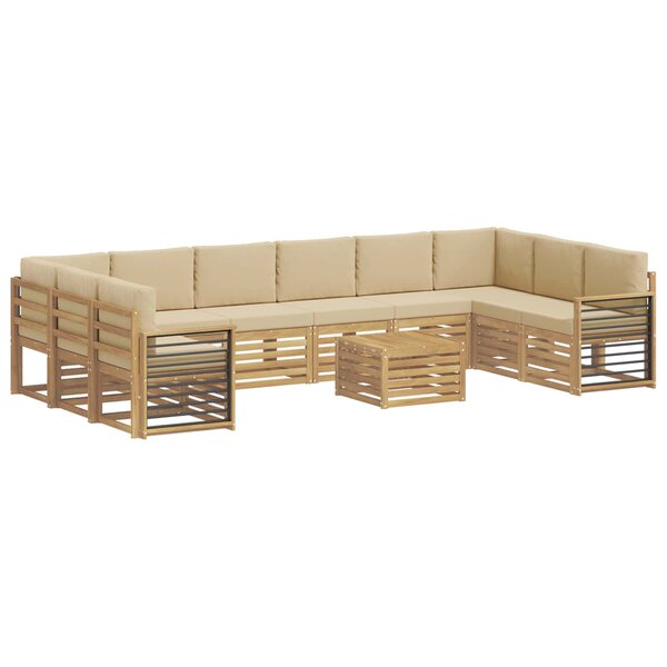 vidaXL Ensemble de canapés d'extérieur 11 Pièces Blanc et Beige