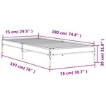 vidaXL Cadre de lit sonoma gris 75x190 cm bois d'ingénierie et métal