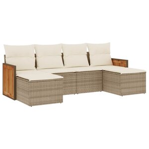vidaXL Salon de jardin avec coussins 6 Pièces beige résine tressée