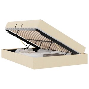 vidaXL Lit avec rangement et matelas Crème 140 x 200 cm Polyester