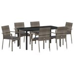 vidaXL Ensemble de salle à manger pour jardin 7 Pièces Gris Poly rotin