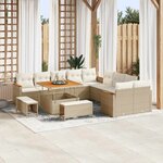 vidaXL Ensemble de canapé de jardin 13 Pièces Beige polyrotin