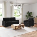 vidaXL Ensemble de Canapés 2 Pièces Noir Polyester