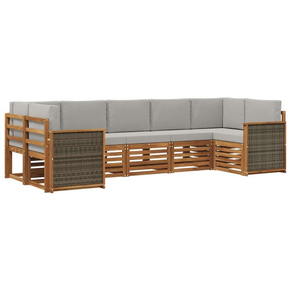 vidaXL Ensemble de canapés d'extérieur 6 pc Naturel et gris clair