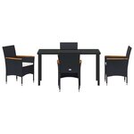vidaXL Ensemble de salle à manger pour jardin 5 Pièces Noir Poly rotin
