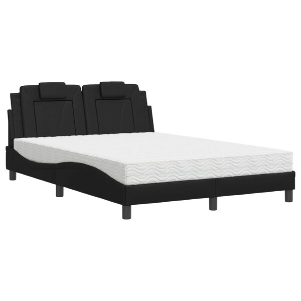 vidaXL Lit Viana avec matelas noir 120x200 cm similicuir