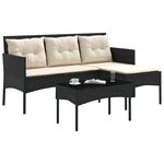 vidaXL Ensemble de canapé de jardin 2 Pièces Noir et Crème polyrotin