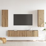 vidaXL Ensemble de meuble TV 4 pièces - Mural  Chêne brut  Bois reconstitué