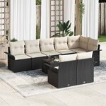 vidaXL Ensemble de canapé de jardin avec coussin 9 Pièces Noir Poly rotin
