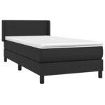 vidaXL Sommier à lattes de lit avec matelas Noir 90x190 cm Similicuir