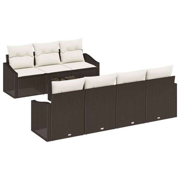 vidaXL Ensemble de canapé de jardin avec coussin 8 Pièces Marron  Crème