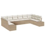 vidaXL Ensemble de canapé de jardin 10 Pièces Beige Poly rotin