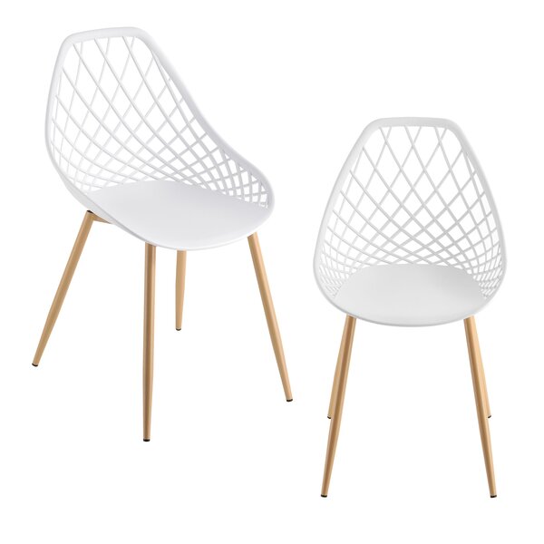 Set de 2 chaises de salle à manger siège en plastique 83 cm blanc 03_0006037