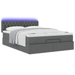 vidaXL Lit ottoman avec matelas et LED gris foncé 140x200 cm tissu
