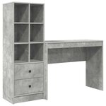 vidaXL Bureau avec tiroir 2 Pièces Gris béton