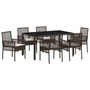 vidaXL Ensemble de salle à manger pour jardin 7 Pièces Marron polyrotin