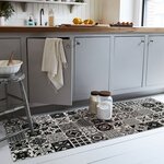 Tapis de Cuisine carreaux de Ciment 50 x 120 cm - Noir