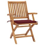 vidaXL Chaises pliables de jardin avec coussins lot de 4 Teck solide