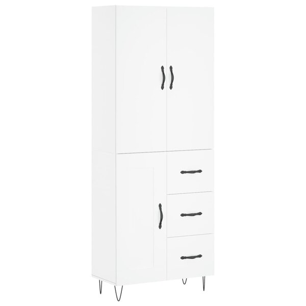 vidaXL Buffet haut Blanc 69 5x34x180 cm Bois d'ingénierie